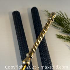 MaxSold Auction: Vintage Brass swirl hinged candle snuffer with pair blue beeswax candles - Toronto (Ontario, Canada) SELLER MANAGED Reseller Online Auction - Greengrove Crescent