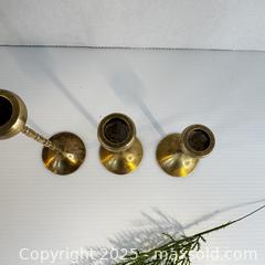 MaxSold Auction: Vintage Brass Tulip Trio of Candlestick Holders - Toronto (Ontario, Canada) SELLER MANAGED Reseller Online Auction - Greengrove Crescent