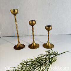 MaxSold Auction: Vintage Brass Tulip Trio of Candlestick Holders - Toronto (Ontario, Canada) SELLER MANAGED Reseller Online Auction - Greengrove Crescent