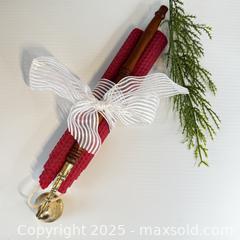 MaxSold Auction: vintage wood handled brass candle snuffer - red beeswax candles - Toronto (Ontario, Canada) SELLER MANAGED Reseller Online Auction - Greengrove Crescent