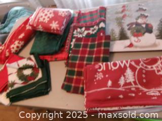 MaxSold Auction: Lot of Christmas Tablecloths, carpets, napkins, pillow cases - Covington (Georgia, USA) SELLER MANAGED Downsizing Online Auction - Queensland Lane
