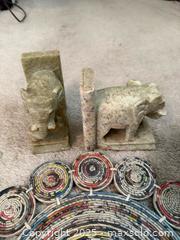 MaxSold Auction: Lot of marble fruit and candle holders, carved african animals, trivets - Lower Moreland Township (Pennsylvania, USA) SELLER MANAGED Estate Sale Online Auction -  Huntingdon Pike (CONDO)                      