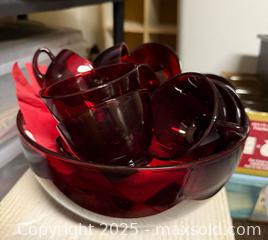 MaxSold Auction: Ruby Royal Punch Bowl and Cups MCM  - Lower Moreland Township (Pennsylvania, USA) SELLER MANAGED Estate Sale Online Auction -  Huntingdon Pike (CONDO)                      