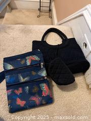 MaxSold Auction: Vera Bradley black quilted set and butterfly navy blue multi-zipper crossbody bag and  - Lower Moreland Township (Pennsylvania, USA) SELLER MANAGED Estate Sale Online Auction -  Huntingdon Pike (CONDO)                      