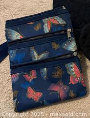 MaxSold Auction: Vera Bradley black quilted set and butterfly navy blue multi-zipper crossbody bag and  - Lower Moreland Township (Pennsylvania, USA) SELLER MANAGED Estate Sale Online Auction -  Huntingdon Pike (CONDO)                      