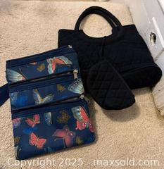 MaxSold Auction: Vera Bradley black quilted set and butterfly navy blue multi-zipper crossbody bag and  - Lower Moreland Township (Pennsylvania, USA) SELLER MANAGED Estate Sale Online Auction -  Huntingdon Pike (CONDO)                      