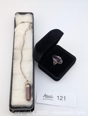 MaxSold Auction: 1920/30s Antique Evening Ring &#38; Stone Agate Necklace  - Langley (British Columbia, Canada) SELLER MANAGED Reseller Online Auction - 68 Avenue
