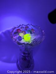 MaxSold Auction: Blue/Green UV Reactive Vintage Marbles in Crystal Vase - Langley (British Columbia, Canada) SELLER MANAGED Reseller Online Auction - 68 Avenue