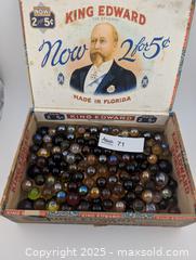 MaxSold Auction: Cigar Box of Amber Glass & Brown Marbles  - Langley (British Columbia, Canada) SELLER MANAGED Reseller Online Auction - 68 Avenue
