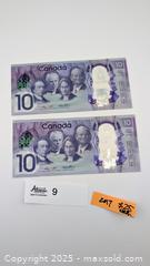 MaxSold Auction: Uncirculated Canada 1817-2017 $10 Dollar Commemorative Bill x2  - Langley (British Columbia, Canada) SELLER MANAGED Reseller Online Auction - 68 Avenue