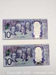 MaxSold Auction: Uncirculated Canada 1817-2017 $10 Dollar Commemorative Bill x2  - Langley (British Columbia, Canada) SELLER MANAGED Reseller Online Auction - 68 Avenue