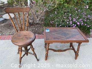 MaxSold Auction: Antique Claw And Ball Windsor Piano Stool &#38; Side Table - Thousand Oaks (California, USA) PARTNER MANAGED Estate Sale Online Auction - Saxon Place