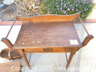 MaxSold Auction: Antique Wood Washstand Side Table, Basket, &#38; Stool - Thousand Oaks (California, USA) PARTNER MANAGED Estate Sale Online Auction - Saxon Place