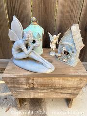 MaxSold Auction: Outdoor Garden Pixie Fairy Figurines on Wood Bench - Thousand Oaks (California, USA) PARTNER MANAGED Estate Sale Online Auction - Saxon Place