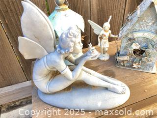 MaxSold Auction: Outdoor Garden Pixie Fairy Figurines on Wood Bench - Thousand Oaks (California, USA) PARTNER MANAGED Estate Sale Online Auction - Saxon Place