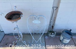 MaxSold Auction: Rustic White Metal Plant Stands &#38; Metal Watering Can - Thousand Oaks (California, USA) PARTNER MANAGED Estate Sale Online Auction - Saxon Place