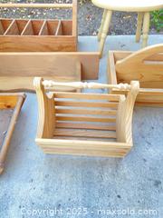 MaxSold Auction: Wood Slat Baskets, Stool, &#38; Shelf - Thousand Oaks (California, USA) PARTNER MANAGED Estate Sale Online Auction - Saxon Place