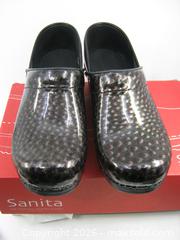 MaxSold Auction: NOS Sanita Danish Clogs Professional Bailey Print Patent Black EU Sz 38 - Esquimalt (British Columbia, Canada) SELLER MANAGED Downsizing Online Auction - Yarrow Place