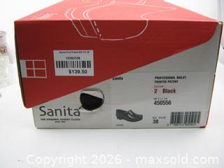 MaxSold Auction: NOS Sanita Danish Clogs Professional Bailey Print Patent Black EU Sz 38 - Esquimalt (British Columbia, Canada) SELLER MANAGED Downsizing Online Auction - Yarrow Place