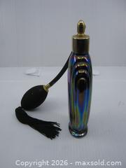 MaxSold Auction: Old Carnival Iridescent Glass Perfume Atomizer Bottle - Esquimalt (British Columbia, Canada) SELLER MANAGED Downsizing Online Auction - Yarrow Place