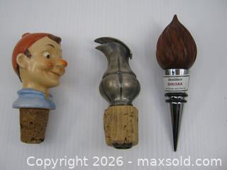 MaxSold Auction: Old Cork Topper Pourers & Bottle Stopper x3 - Esquimalt (British Columbia, Canada) SELLER MANAGED Downsizing Online Auction - Yarrow Place