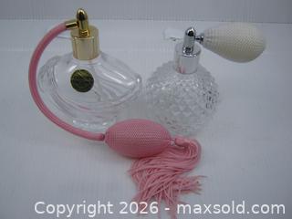 MaxSold Auction: Old Crystal Glass Perfume Atomizer Bottles x 2 - Esquimalt (British Columbia, Canada) SELLER MANAGED Downsizing Online Auction - Yarrow Place