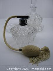 MaxSold Auction: Old Glass Crystal Perfume Atomizer, Bottle & Dish - Esquimalt (British Columbia, Canada) SELLER MANAGED Downsizing Online Auction - Yarrow Place