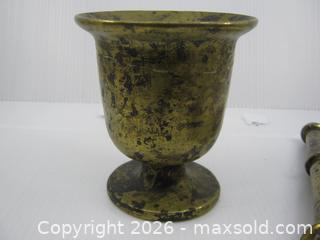 MaxSold Auction: Old Heavy Solid Brass Pharmacy Mortar & Pestle  - Esquimalt (British Columbia, Canada) SELLER MANAGED Downsizing Online Auction - Yarrow Place