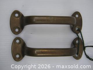 MaxSold Auction: Old Pair Nautical Solid Bronze Period Handle Pulls   - Esquimalt (British Columbia, Canada) SELLER MANAGED Downsizing Online Auction - Yarrow Place