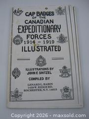 MaxSold Auction: Old Photocopy Booklet Cap Badges Canadian Expeditionary Forces 1914-1919 Illustrated - Esquimalt (British Columbia, Canada) SELLER MANAGED Downsizing Online Auction - Yarrow Place