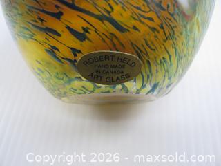 MaxSold Auction: Old Signed Robert Held Hand Made Art Glass Vase w/ Sticker - Esquimalt (British Columbia, Canada) SELLER MANAGED Downsizing Online Auction - Yarrow Place