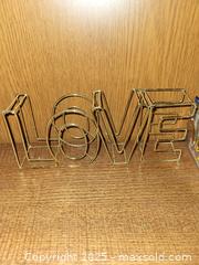 MaxSold Auction: Gold Tone Wire 'LOVE' Script Tabletop Decor - Kingston (Ontario, Canada) SELLER MANAGED Downsizing Online Auction - Development Drive (STORAGE)