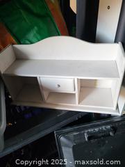 MaxSold Auction: White Painted Wood Small Shelf Organizer with Drawer - Kingston (Ontario, Canada) SELLER MANAGED Downsizing Online Auction - Development Drive (STORAGE)
