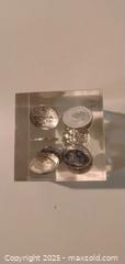 MaxSold Auction: Acrylic Block Paperweight Lot with Embedded Coins, 2.5–3 in - Bowie (Maryland, USA) SELLER MANAGED Estate Sale Online Auction -  Chantilly Lane