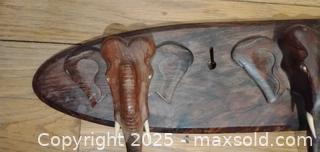 MaxSold Auction: Carved Hardwood Elephant Wall-Mounted Coat Rack with 3 Hooks - Bowie (Maryland, USA) SELLER MANAGED Estate Sale Online Auction -  Chantilly Lane