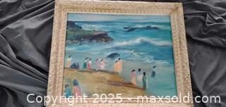 MaxSold Auction: Coastal Beach Scene Framed Oil/Acrylic Painting on Canvas - Bowie (Maryland, USA) SELLER MANAGED Estate Sale Online Auction -  Chantilly Lane