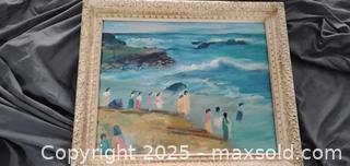 MaxSold Auction: Coastal Beach Scene Framed Oil/Acrylic Painting on Canvas - Bowie (Maryland, USA) SELLER MANAGED Estate Sale Online Auction -  Chantilly Lane