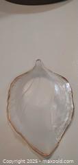 MaxSold Auction: Gold-Rimmed Frosted Glass Shell/Leaf Dish (Small) - Bowie (Maryland, USA) SELLER MANAGED Estate Sale Online Auction -  Chantilly Lane