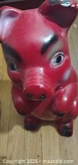 MaxSold Auction: Large Red Ceramic/Plaster Piggy Bank with Coin Slot - Bowie (Maryland, USA) SELLER MANAGED Estate Sale Online Auction -  Chantilly Lane