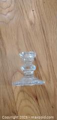 MaxSold Auction: Pair of Clear Cut-Style Glass Pillar Candle Holders - Bowie (Maryland, USA) SELLER MANAGED Estate Sale Online Auction -  Chantilly Lane