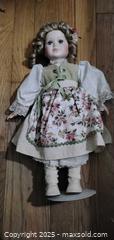 MaxSold Auction: Porcelain Collectible Doll with Rooted Wig & Stand, 16–20 in - Bowie (Maryland, USA) SELLER MANAGED Estate Sale Online Auction -  Chantilly Lane