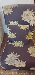 MaxSold Auction: Purple Floral Slipper Accent Chair with Dark Wood Legs - Bowie (Maryland, USA) SELLER MANAGED Estate Sale Online Auction -  Chantilly Lane