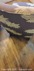 MaxSold Auction: Purple Floral Slipper Accent Chair with Dark Wood Legs - Bowie (Maryland, USA) SELLER MANAGED Estate Sale Online Auction -  Chantilly Lane