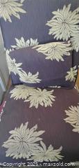 MaxSold Auction: Purple Floral Slipper Accent Chair with Dark Wood Legs - Bowie (Maryland, USA) SELLER MANAGED Estate Sale Online Auction -  Chantilly Lane