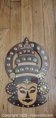MaxSold Auction: South Asian Carved Wood Wall Hanging with Brass Studs - Bowie (Maryland, USA) SELLER MANAGED Estate Sale Online Auction -  Chantilly Lane