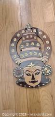 MaxSold Auction: South Asian Carved Wood Wall Hanging with Brass Studs - Bowie (Maryland, USA) SELLER MANAGED Estate Sale Online Auction -  Chantilly Lane