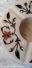 MaxSold Auction: White Marble Pietra Dura Round Ashtray / Decorative Dish - Bowie (Maryland, USA) SELLER MANAGED Estate Sale Online Auction -  Chantilly Lane