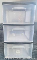 MaxSold Auction: 3-Drawer Plastic Storage Organizer, Black Frame, Translucent Drawers - Cobourg (Ontario, Canada) SELLER MANAGED Reseller Online Auction - Spragge Crescent