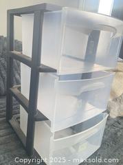 MaxSold Auction: 3-Drawer Plastic Storage Organizer, Black Frame, Translucent Drawers - Cobourg (Ontario, Canada) SELLER MANAGED Reseller Online Auction - Spragge Crescent