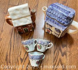 MaxSold Auction: Lot of 5 Ceramic/Porcelain Teapots & Small Teacups - Cobourg (Ontario, Canada) SELLER MANAGED Reseller Online Auction - Spragge Crescent